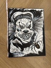 Original signed Paint & Canvas Clown Painting 16 x 12 Inches
