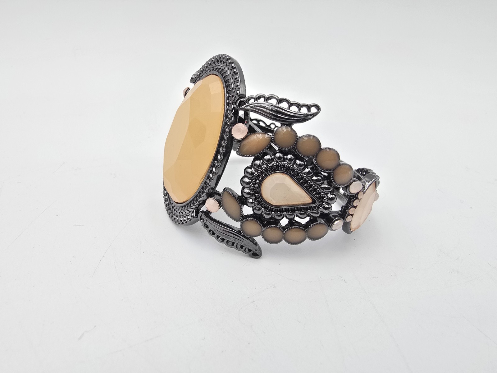 ​Statement Cuff Hinged Bracelet  Large Champagne … - image 2