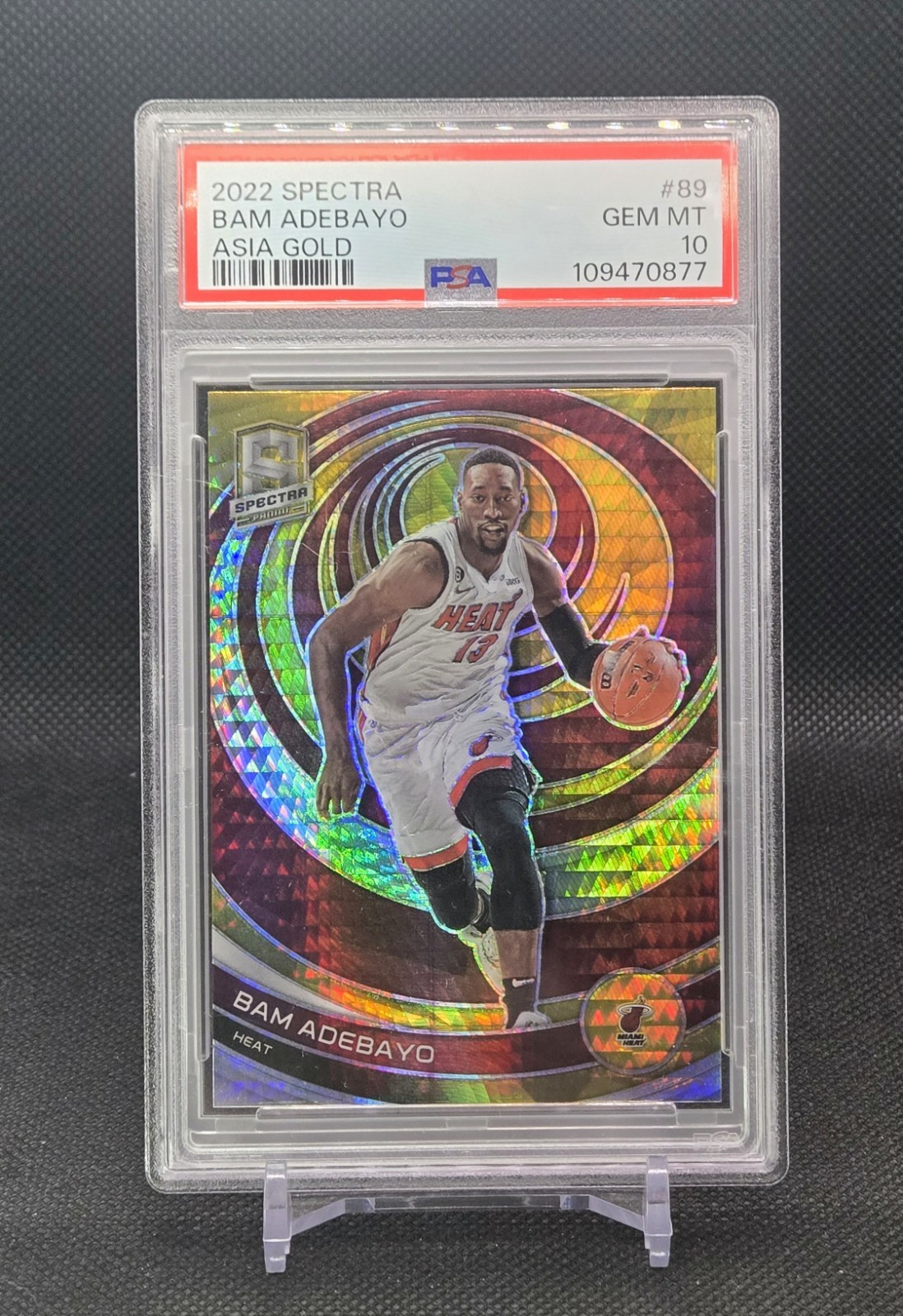 2022 Panini Spectra Bam Adebayo Asia Gold Prizm 2/10 PSA 10 - SSP #89 Miami Heat