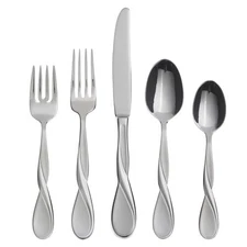 Satin Aquarius 5 Piece Fine Flatware Set, Service for 1 18/10 Stainless Steel,