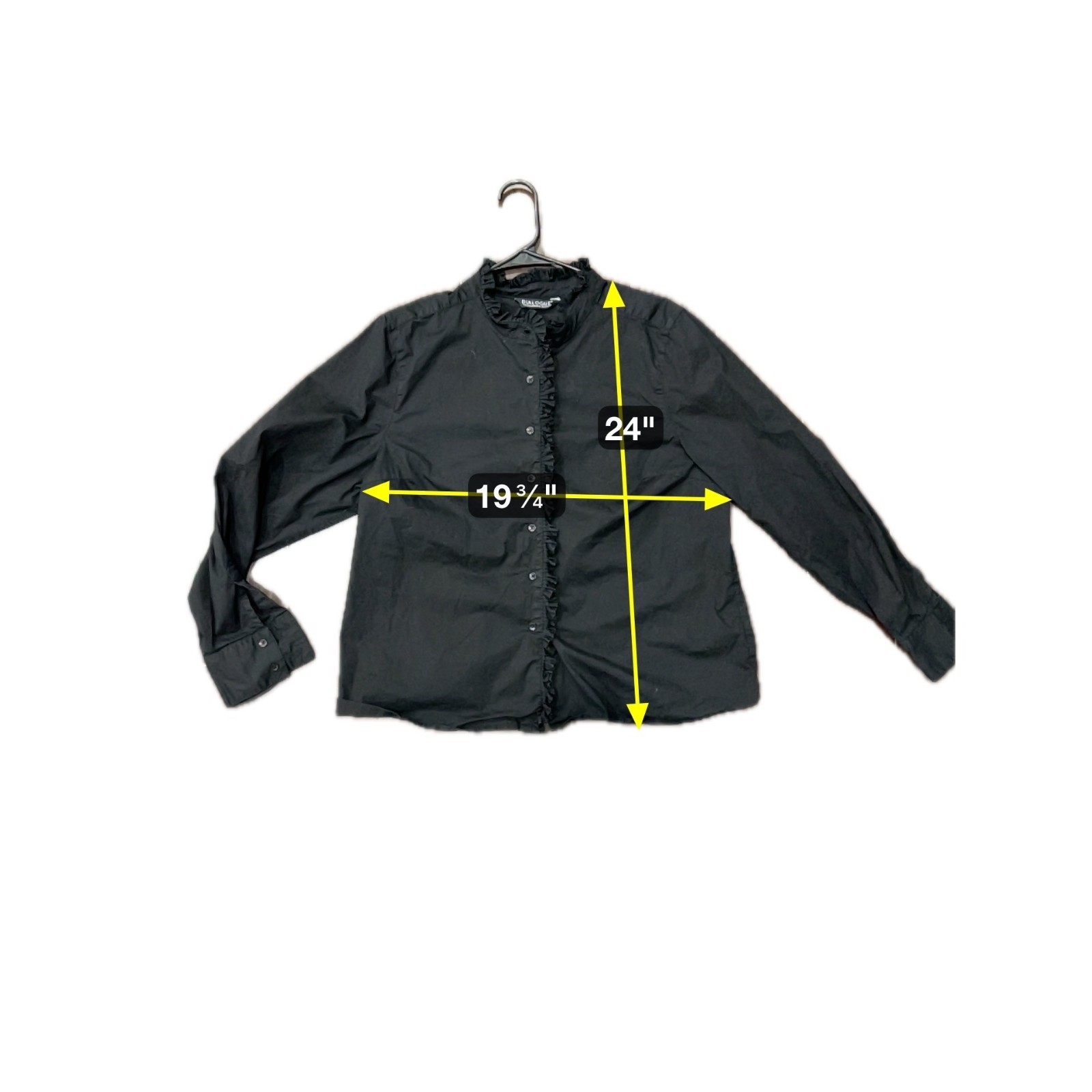 Dialogue Ruffle Front Button-Up Blouse Black Sz X… - image 6