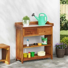 Armoire de jardin avec tiroir Naturel Bois d'Acacia Massif en Mobilier vidaXL vi