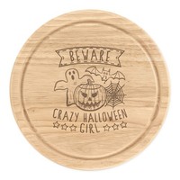Beware VerrüCkte Halloween MäDchen Rund Hacken KäSebrett Geist Tochter Lustig