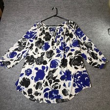 Daniel Rainn Womens 2X Blue Black Floral Spli...