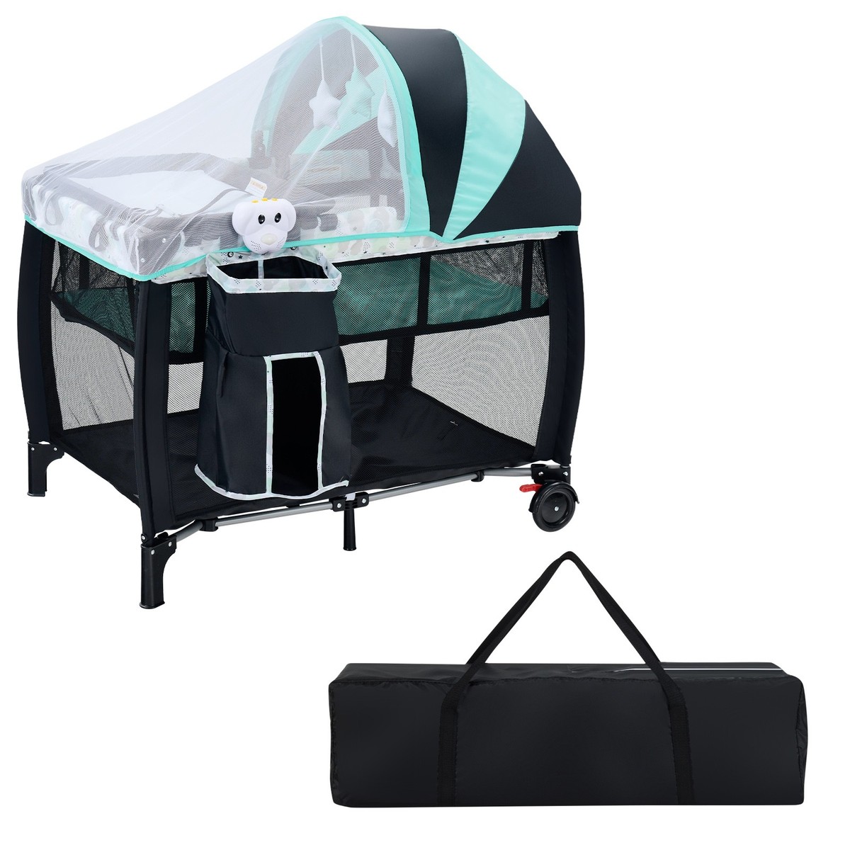 4-IN-1 Baby Travel Cot Crib Portable Bassinet Foldable Portacot