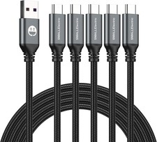 5Pack 10ft USB C Cable, Extra Long USB A to USB-C Fast Charging Braided Cord