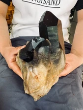 4.51LB Natural Crystal Black Quartz Cluster reiki healing