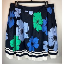 TALBOTS Woman Navy Blue, Green White Pleated A-Line Skirt NWT Size 18W