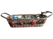 Long Metal Wire Basket Metal apples on sides handles