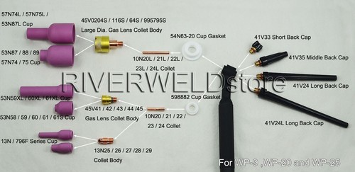 Cuerpo de recolección de lente de gas 45V43 1/16" 1,6 mm, antorcha TIG SR DB WP 9 20 24 25 serie, 2PK - Imagen 3 de 4