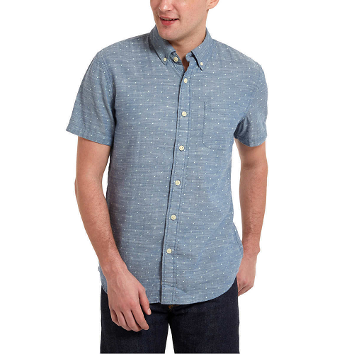 GRAYERS MENS WOVEN SHORT SLEEVE 100% COTTON SHIRT(BLUE TWILL APPLE, X-LARGE) NWT - Picture 3 of 3