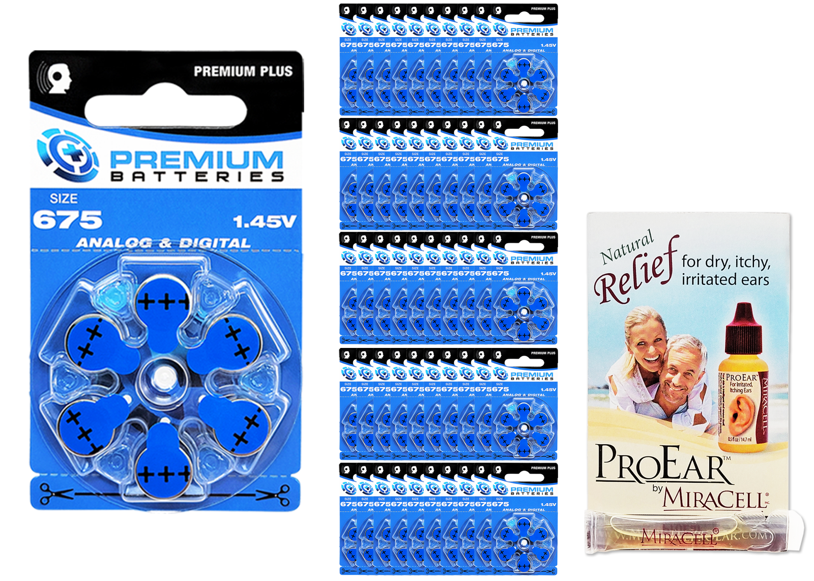 Premium Batteries Size 675 Hearing Aid Batteries (300 Pack) + Miracell Sample-image