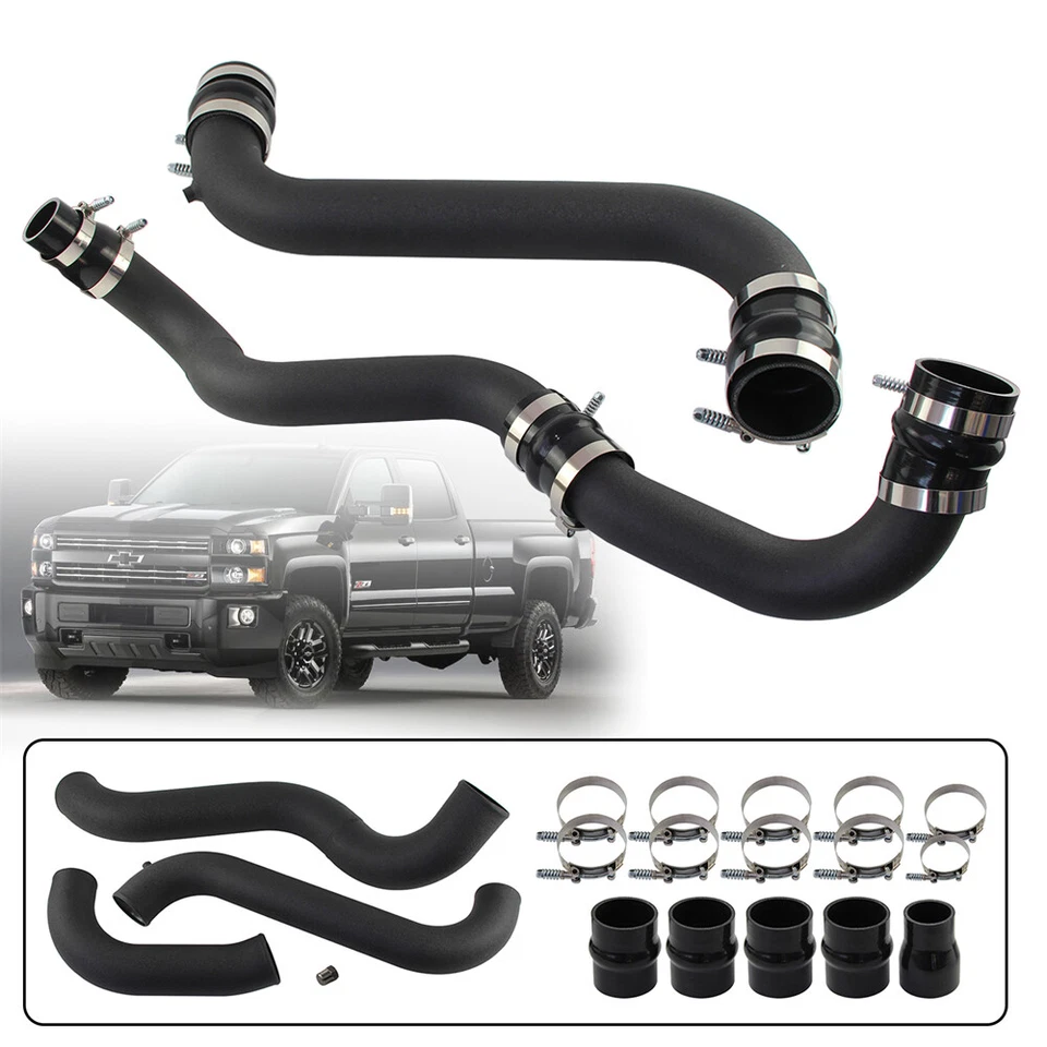 Black Intercooler Pipe &Boot Kit For GMC CHEVY 6.6 6.6L  V8 LML Duramax 11-16 - Image 3 of 4