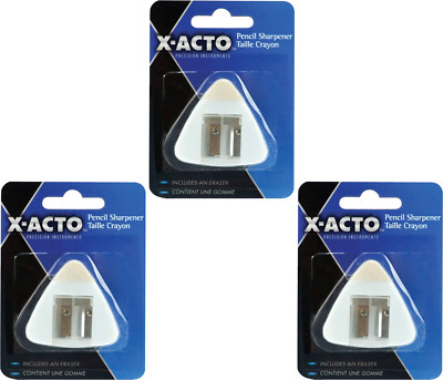 X-Acto 11184Q Pencil Sharpener with Eraser, Sold as Bundle of 3 Pakcs