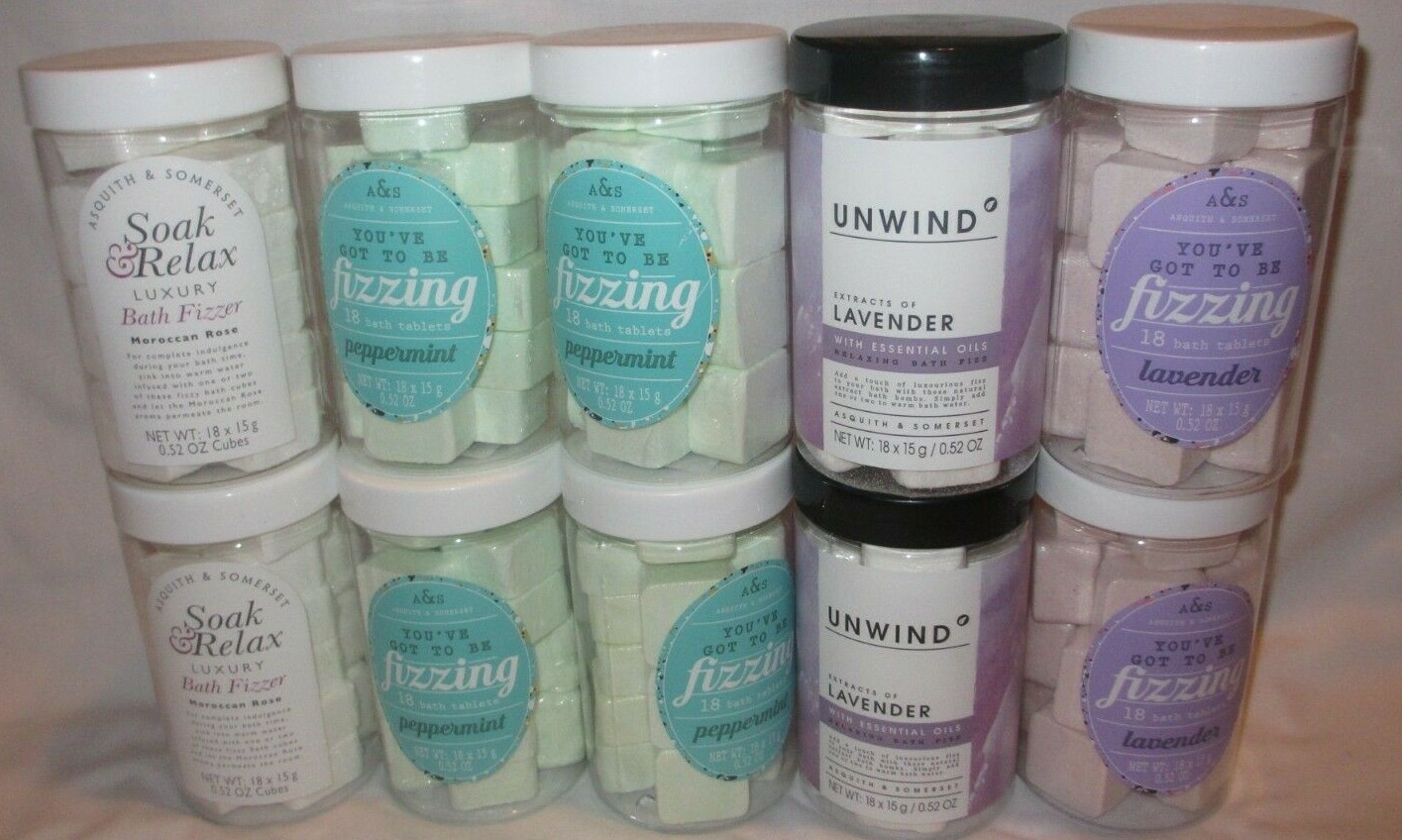 Asquith And Somerset Bath Fizzer Tablets 18x15g/0.52 oz Lot of 10 bottles