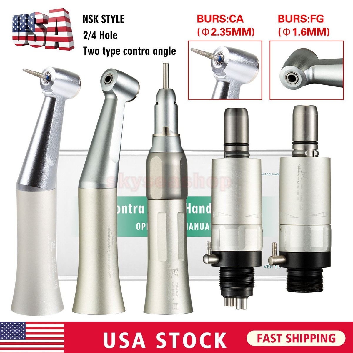 Nsk Style Dental Low Speed Handpiece Straight Cone Contra Angle 2