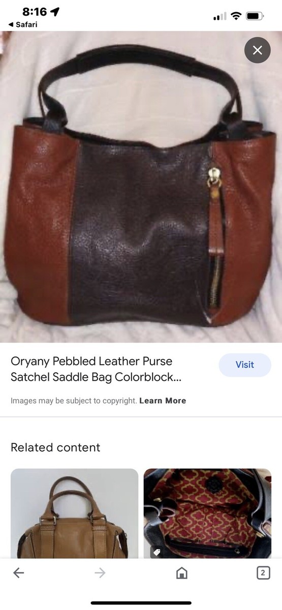 Oryany Pebbled Leather Purse Satchel Saddle Bag Colorblock