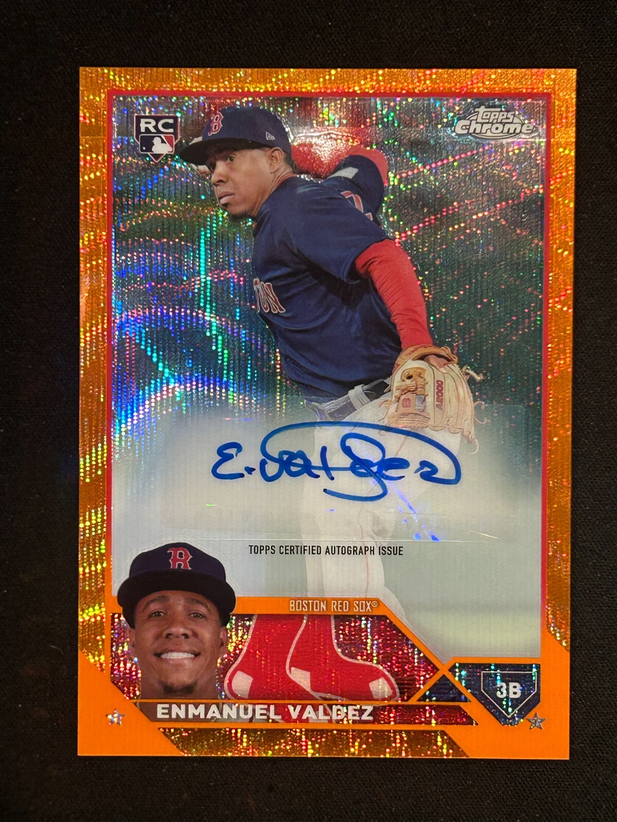 2023 Topps Chrome Update Enmanuel Valdez Rookie Auto Orange Wave /25 #AC-EV