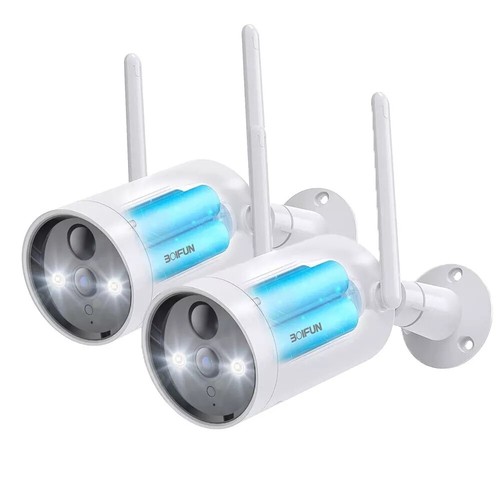 BOIFUN 2K Überwachungskamera Aussen Akku WLAN Kabellos 2.4G WIFI, Cloud Speicher