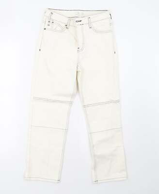 Topshop Damen weiß Baumwollmischung gerade Jeans Größe 26 L30