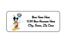 30 MOUSE BIRTHDAY PERSONALIZED RETURN ADDRESS LABELS 1 in X 2.625 in