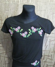 T-shirt Ukrainian Embroidered Women's Cotton Blouse Shirt Vyshyvanka Size M