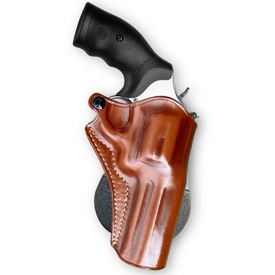 Leather OWB Paddle Holster Open Top Fits, S&W Model 686 4'' 357 Mag 6-Shot #1095