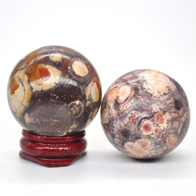 40mm Natural Red Silver Leaf Jasper Crystal Healing Reiki Gemstone Shpere Ball