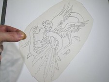 vtg 1960s 1970s Tattoo acetate stencil Parrot Fighting Snake EA