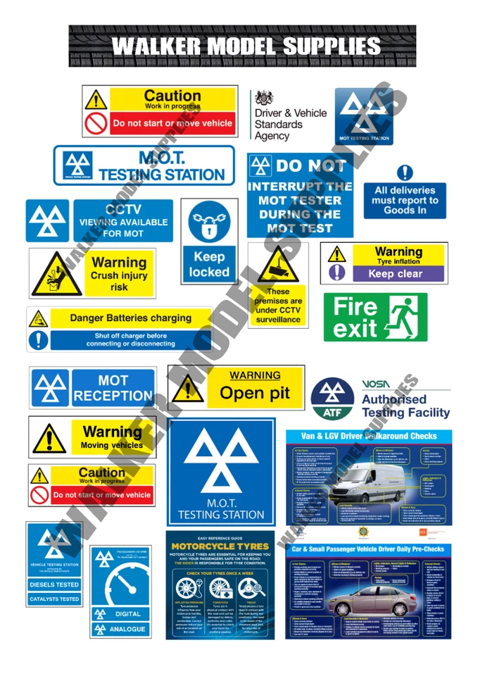 1:10 Scala Pre-tagliati Garage Safetey Segnale Adesivi Modello Auto. Set 1 - Immagine 2 di 4