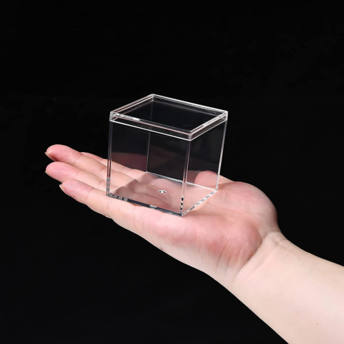 Pequeña caja de acrílico con tapa, paquete de 2 cubos cuadrados de plástico acrílico transparente - Imagen 5 de 8