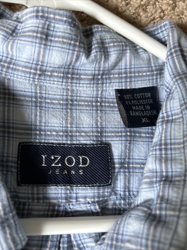 IZOD MENS SHIRT XL SHORT SLEEVE BLUE/WHITE/GRAY PLAID - Picture 4 of 6