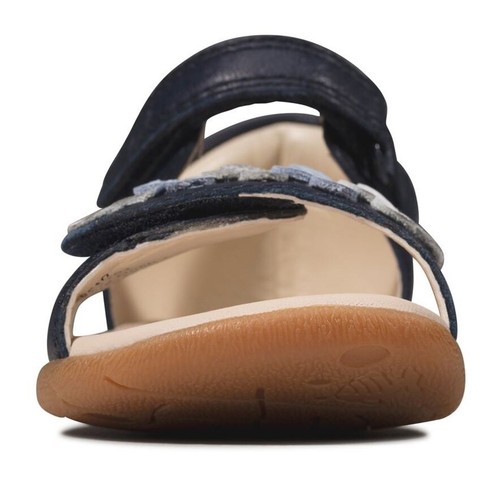 BNIB Clarks Toddler Girls ZORA FINCH Navy Blue Leather Sandals - Picture 4 of 7
