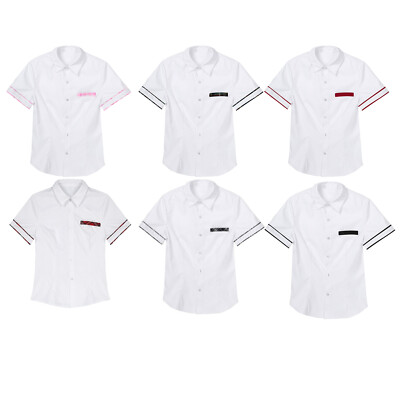 Women Tops Fancy Blouse White T-Shirt Cosplay Uniform Tunic Costume Slim Fit