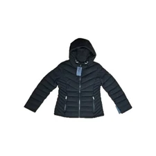 New Tommy Hilfiger THFLEX Lightweight Full Zip Puffer Jacket Black Size Medium