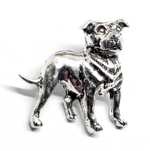 Broche American Staffordshire Bull Terrier En Pewter Argenté Dannyquest Neuve - Thème Animal