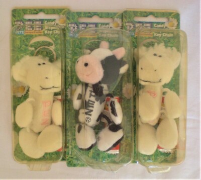Pez Petz Barnyard Babies dispensers cow and 2 sheep New YELLOWED PACKAGING 