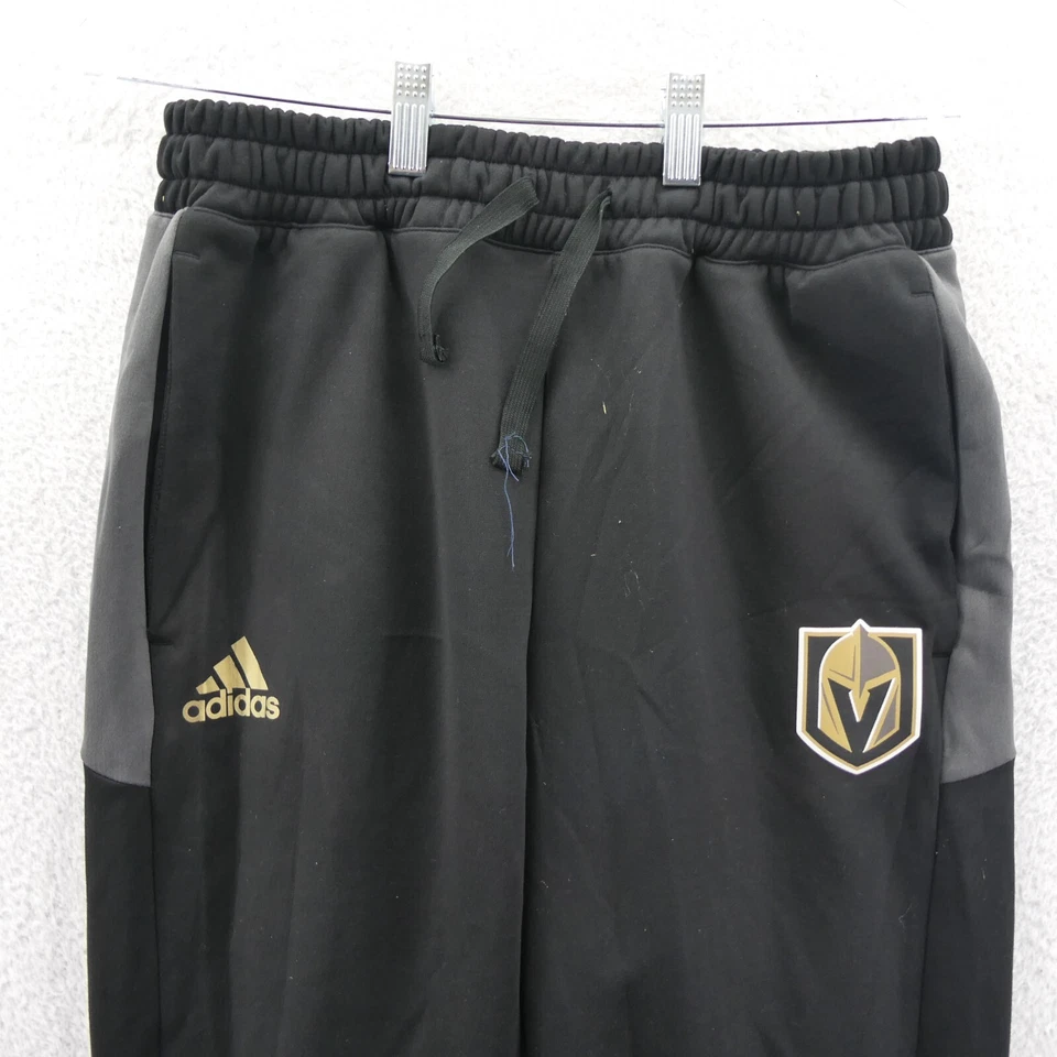 Pantalones deportivos negros medianos de Las Vegas Golden Knights para hombre Adidas pantalones nuevos Foto 3 de 4