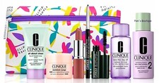 CLINIQUE 8pc GIFT SET w/ Bare Pop Lipstick, Mascara, Clarifying Lotion 2  TTDO