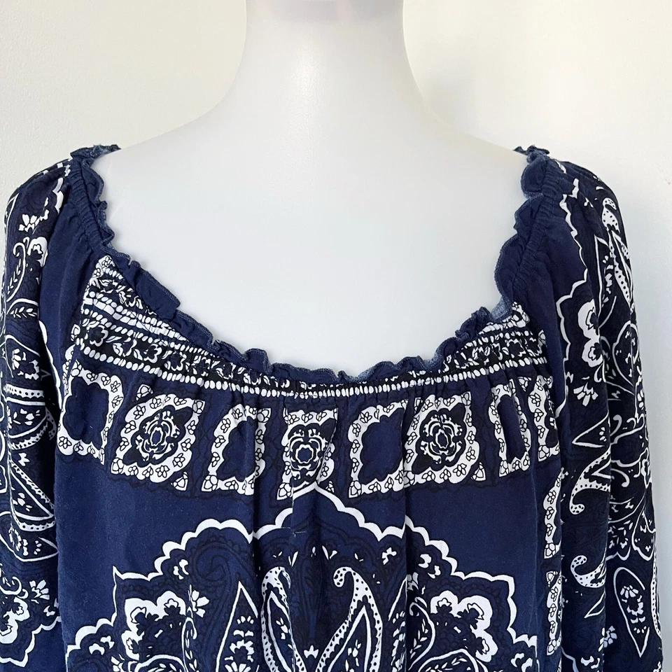 Blusa Cato Mujer 22/24W Pullover Top Bandana Manga Campana Boho Campesina Cachemira Foto 3 de 4