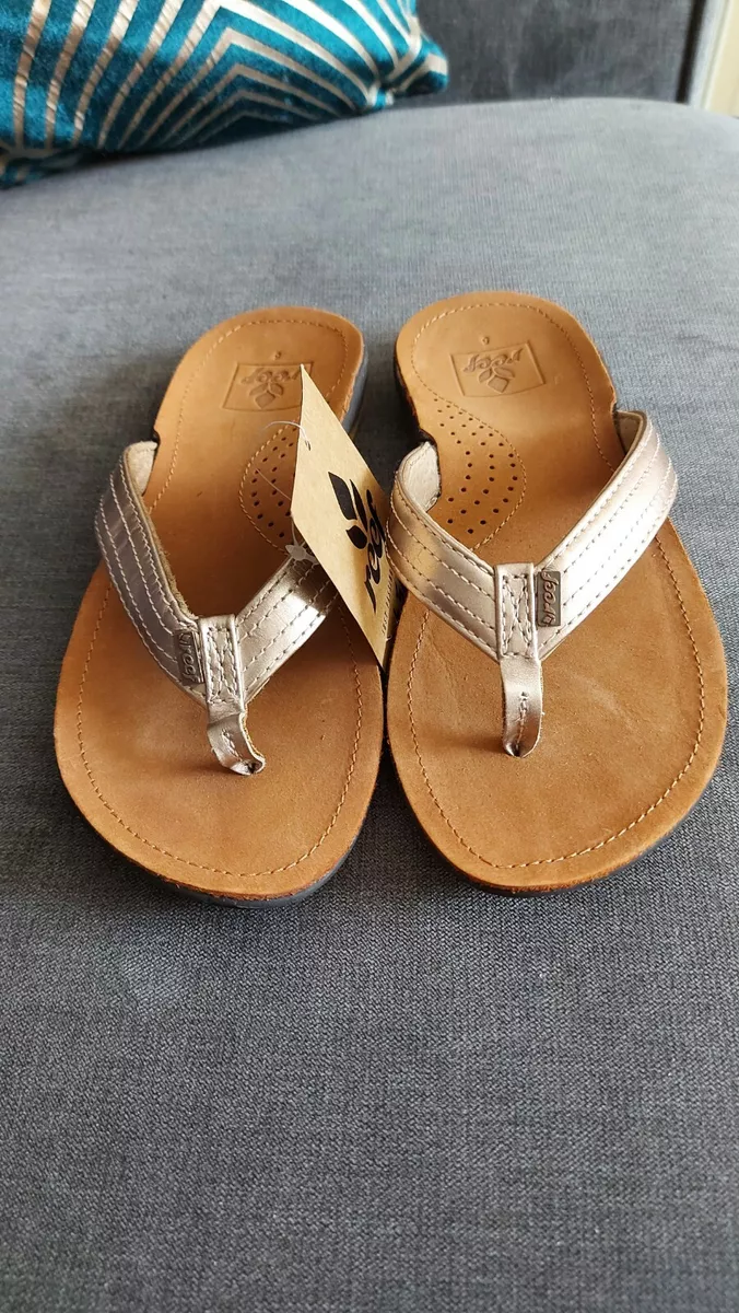 New Reef Miss j bay Rose Gold Flip flops UK 3 EU 36
