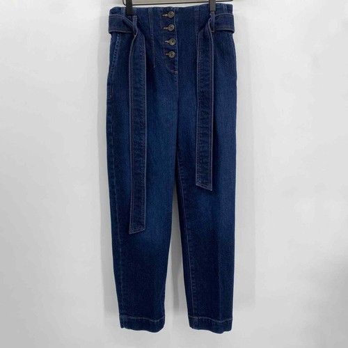 Boden Berkeley Pants in Dark Vintage Denim Button Fly High Waist Belted Size 6R | eBay
