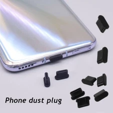 5 pieces Type-C cell phone USB anti-dust plug silicone stopper protection black#