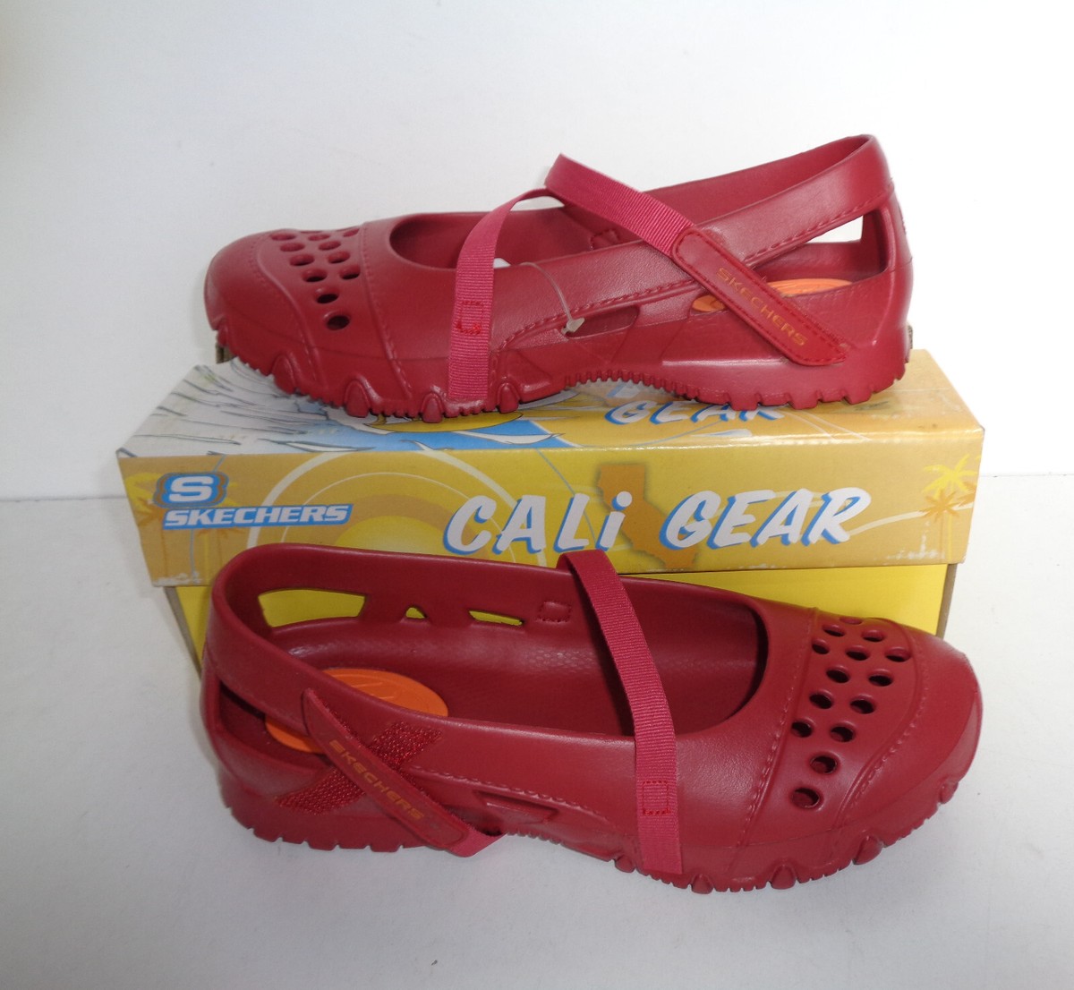 Skechers New Ladies Red Womens Sandals Comfort Foam Flats Summer