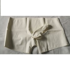 White Latex Panties with Sheath Rubber Boxer Underwear Handmade for Men