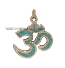 Turquoise pendant Om Pendant Tibet pendant Nepal pendant Boho Pendant PD705