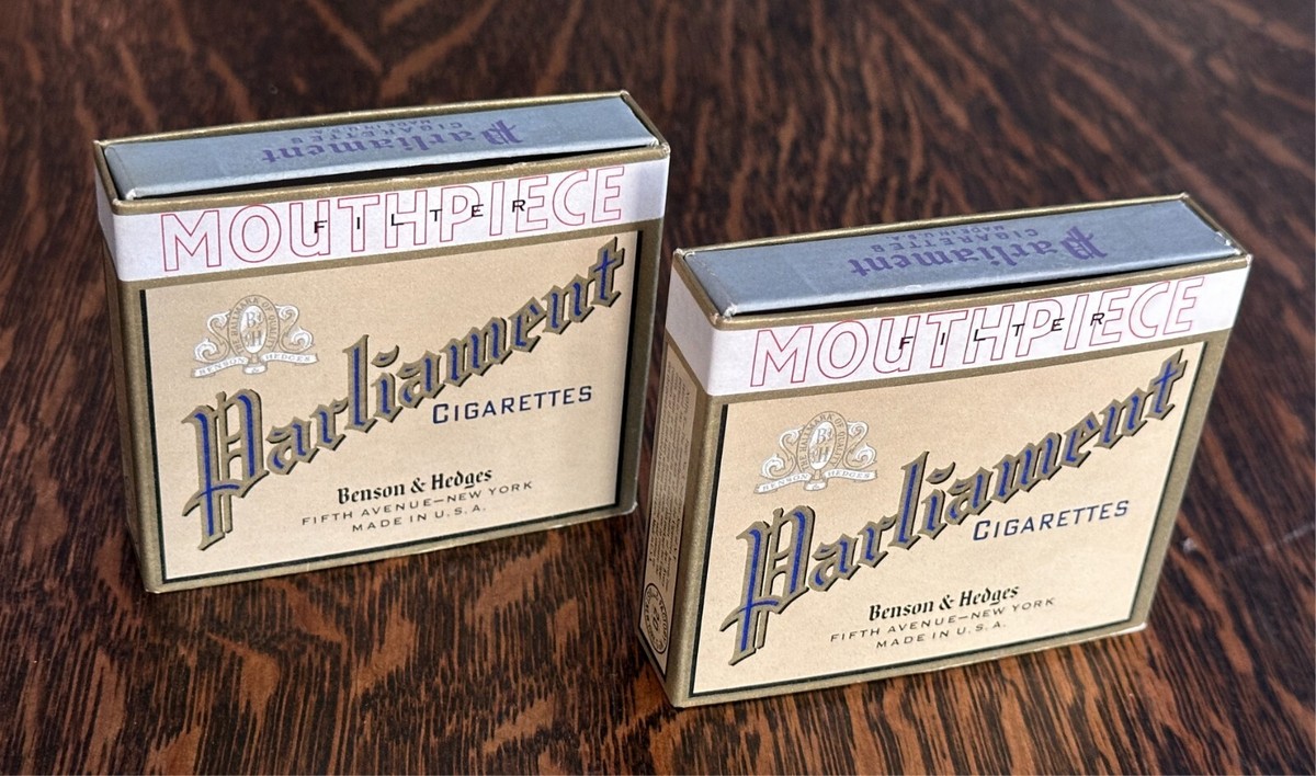 Vintage Parliament Cigarettes Box~Benson & Hedges~Mouthpiece Filter~Stamp  +cards