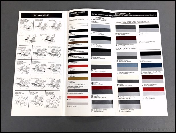 1989 Oldsmobile Factory Original Color Paint Car Brochure Cutlass