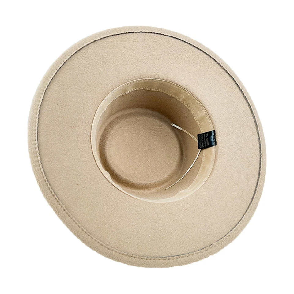 Cappello piatto uomo donna grande largo tesa feltro panama chiesa derby top berretto - Immagine 3 di 4