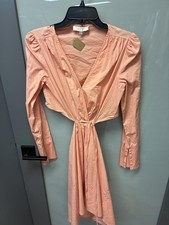 WAYF Long Sleeve Wrap Dress in Peach - Size S